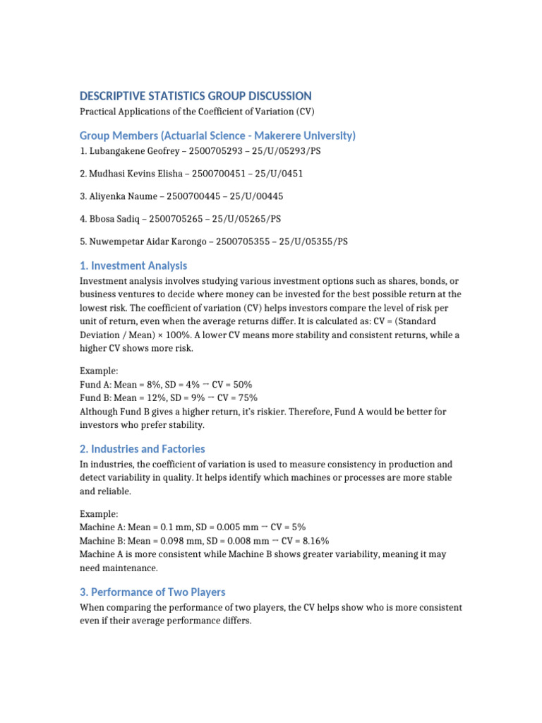 Understanding Coefficient of Variation | PDF | Standard Deviation ...