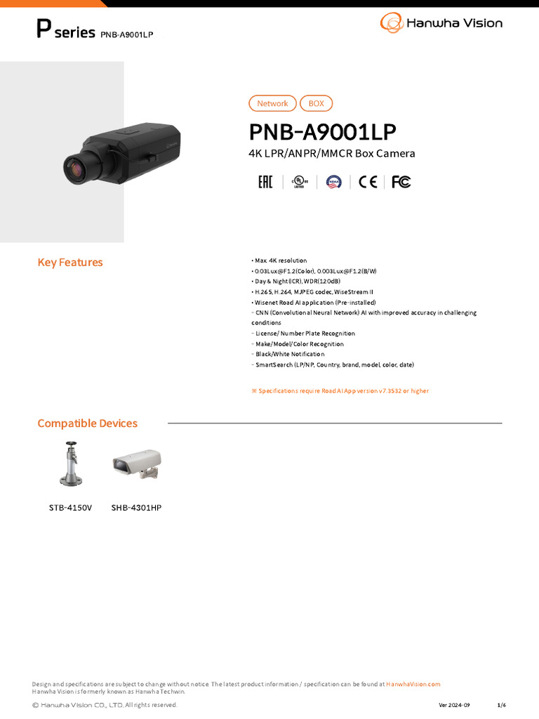 4K LPR ANPR Box Camera PNB-A9001LP | PDF | Computer Network | Computing