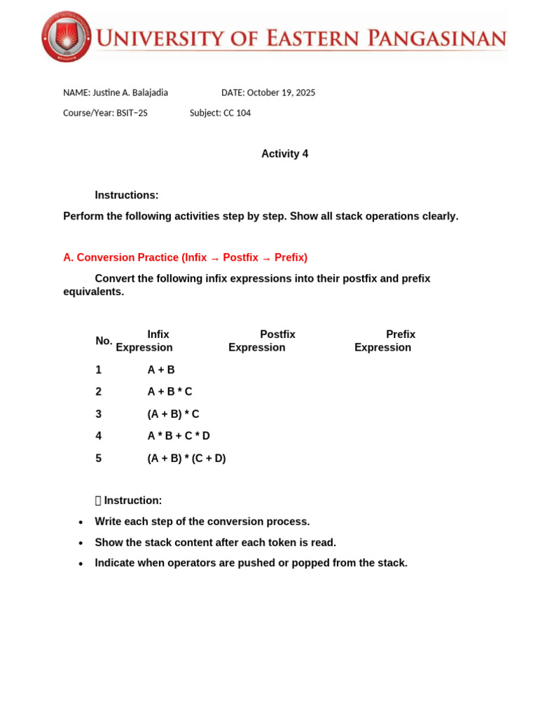 Infix to Postfix and Prefix Conversion Guide | PDF | Mathematical ...