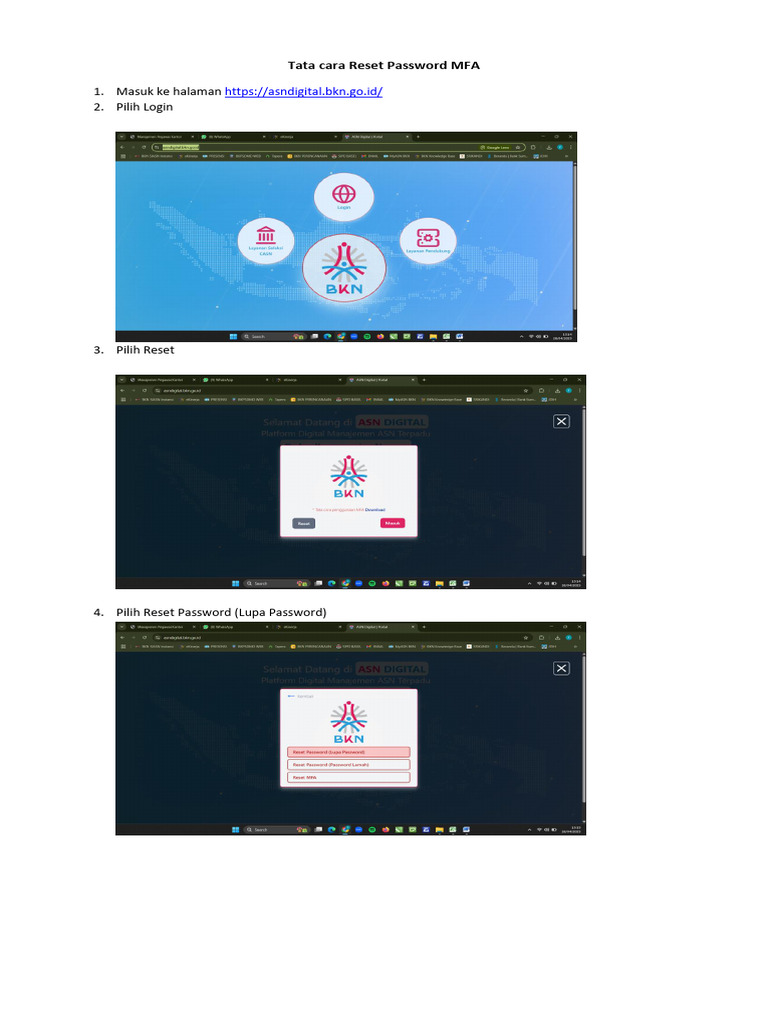 Cara Reset Password MFA BKN | PDF