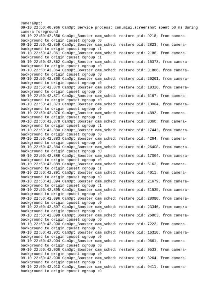 Camera Optimization Process Logs | PDF | Process (Computing ...