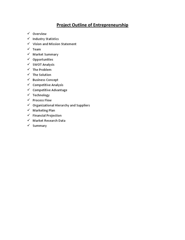 Entrepreneurship Project Outline | PDF | Entrepreneurship | Economies
