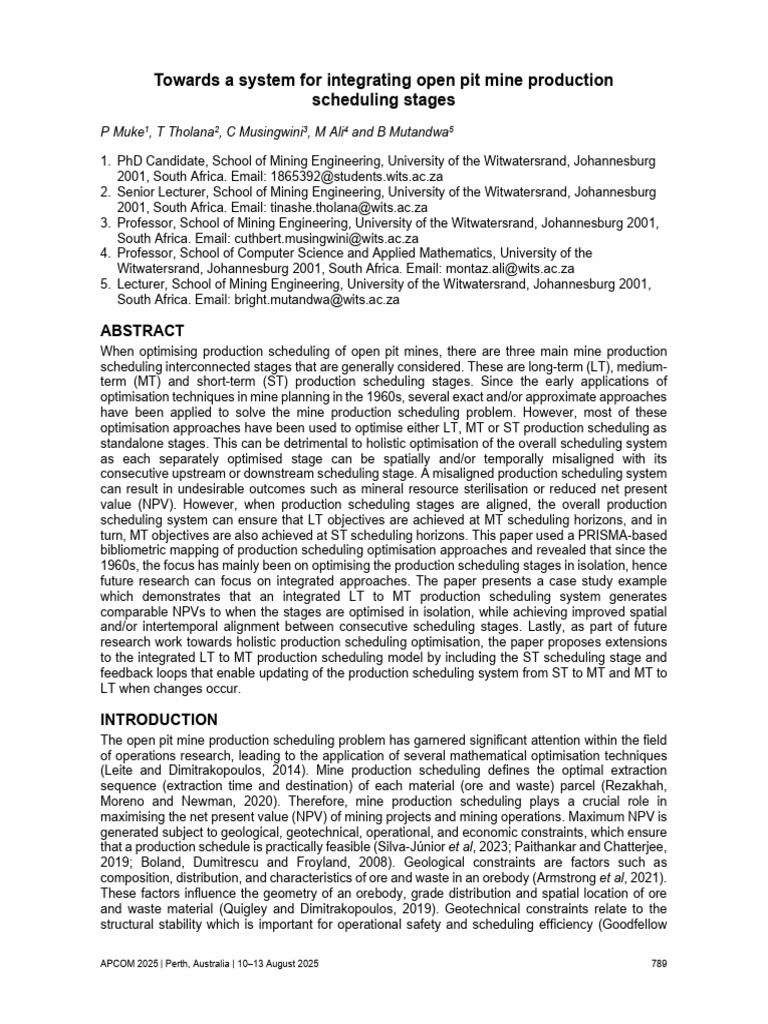Integrated Open Pit Scheduling System | PDF | Mathematical Optimization ...