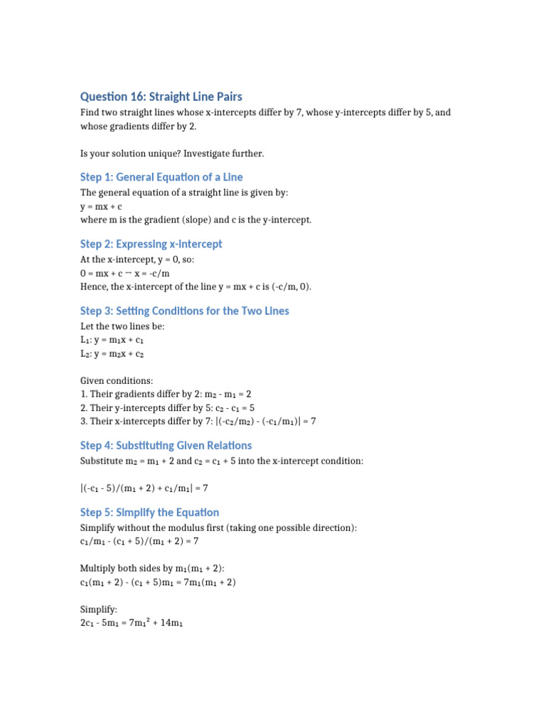 Straight Line Pairs Solution | PDF