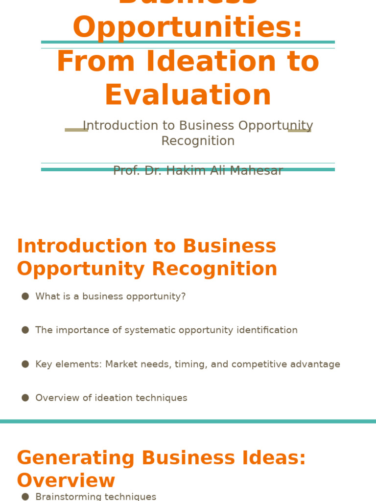 Identifying Business Opportunities - From Ideation To Evaluation | PDF ...