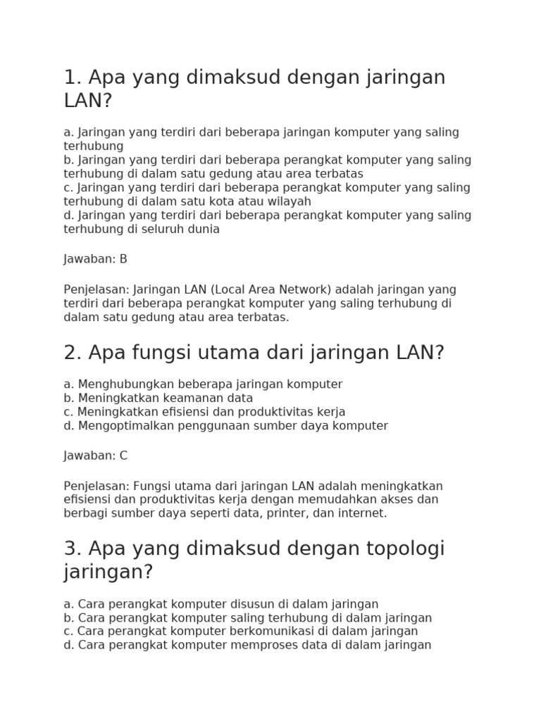 Pengertian dan Fungsi Jaringan LAN | PDF