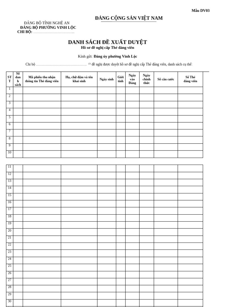 Mẫu DV03 | PDF