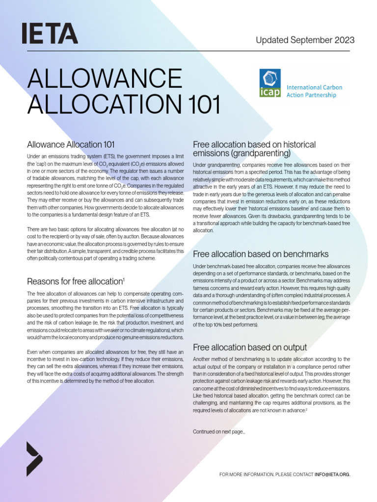 Emissions Trading System Allowance Allocation | PDF | Auction | Economies
