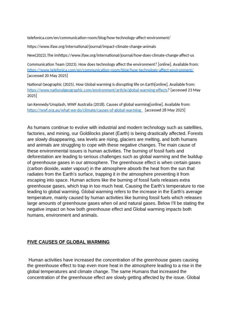 Impact of Technology on the Environment | PDF | Greenhouse Effect ...
