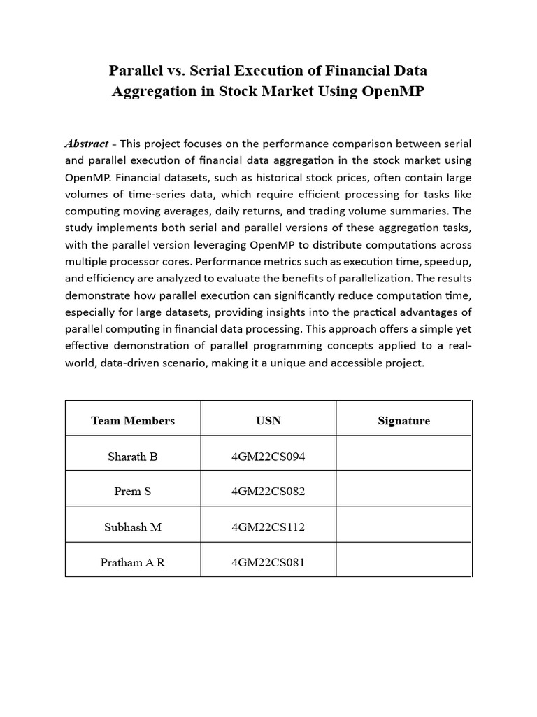 Parallel vs. Serial Financial Data Processing | PDF