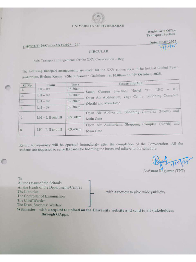 Bus Schedule XXV Convocation | PDF