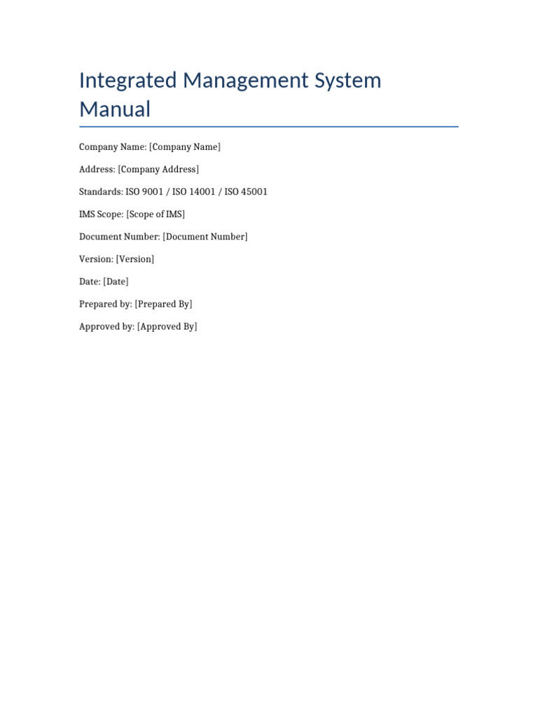 Integrated Management System Manual | PDF