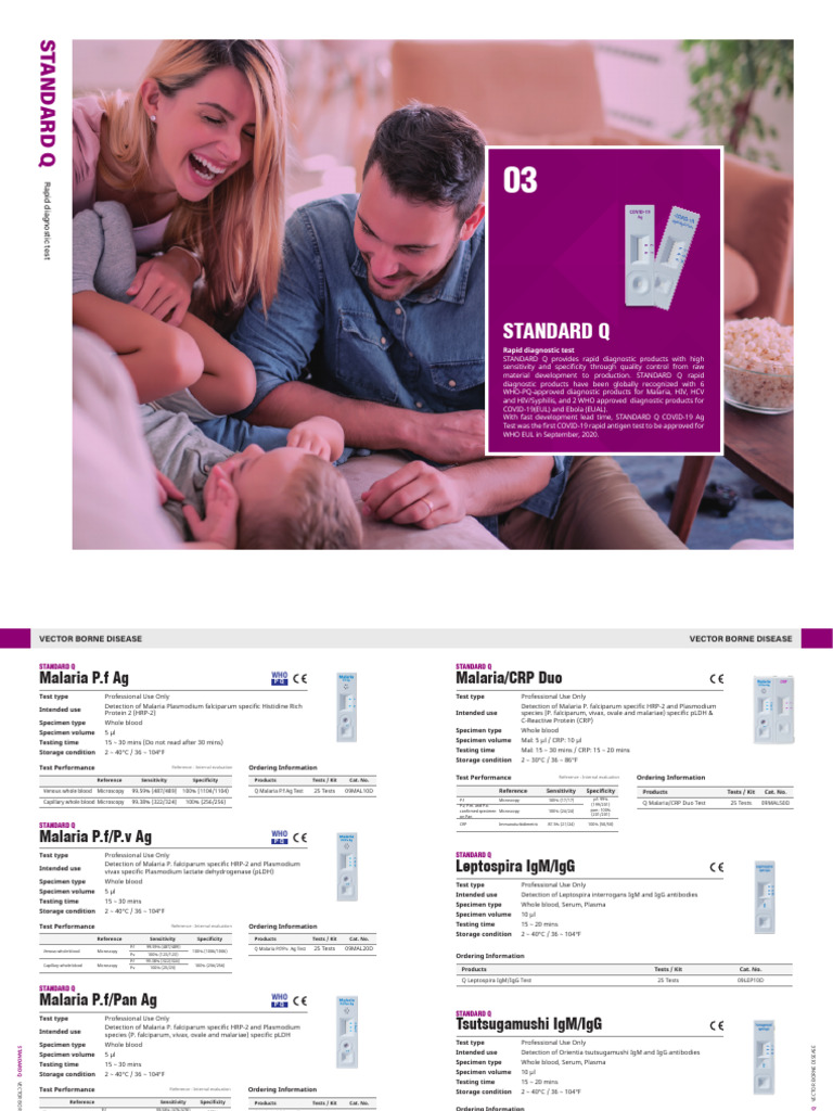 STANDARD Q Rapid Diagnostic Tests Overview | PDF | Malaria | Plasmodium ...