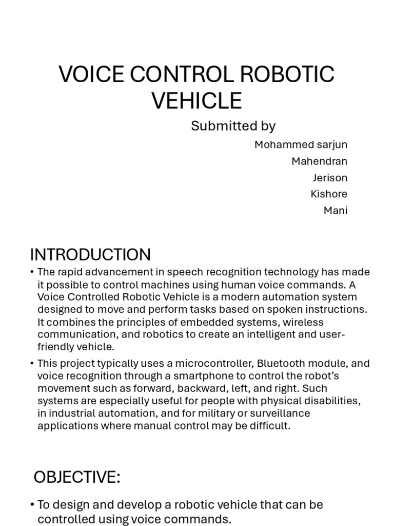 Voice-Controlled Robotic Vehicle Design | PDF