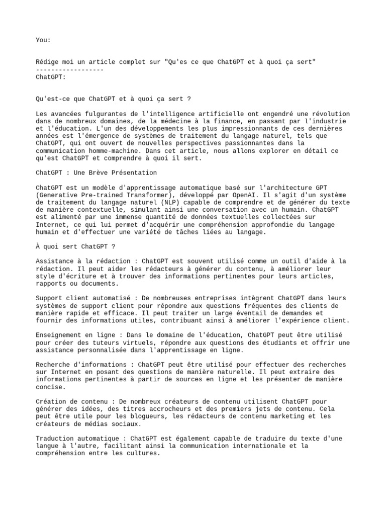 Comprendre ChatGPT et ses usages | PDF | Intelligence artificielle ...