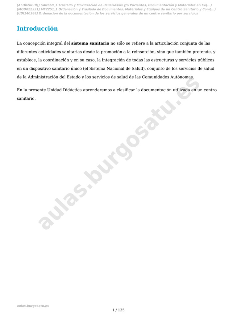 Ordenación de La Documentación de Los Servicios Generales de Un Centro ...