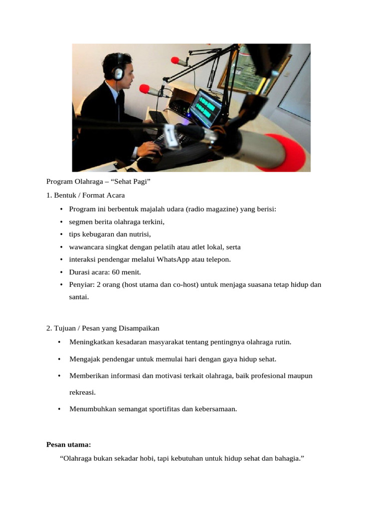 Program Olahraga Sehat Pagi di Radio | PDF