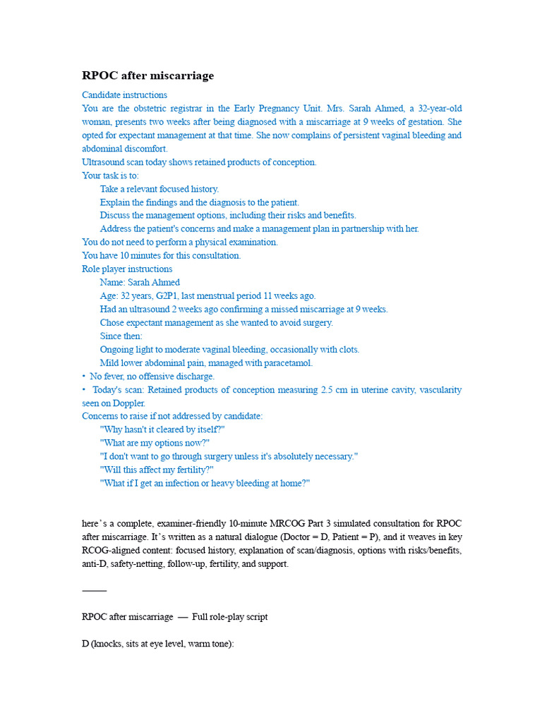 RPOC After Miscarriage SPT | PDF | Miscarriage | Pregnancy