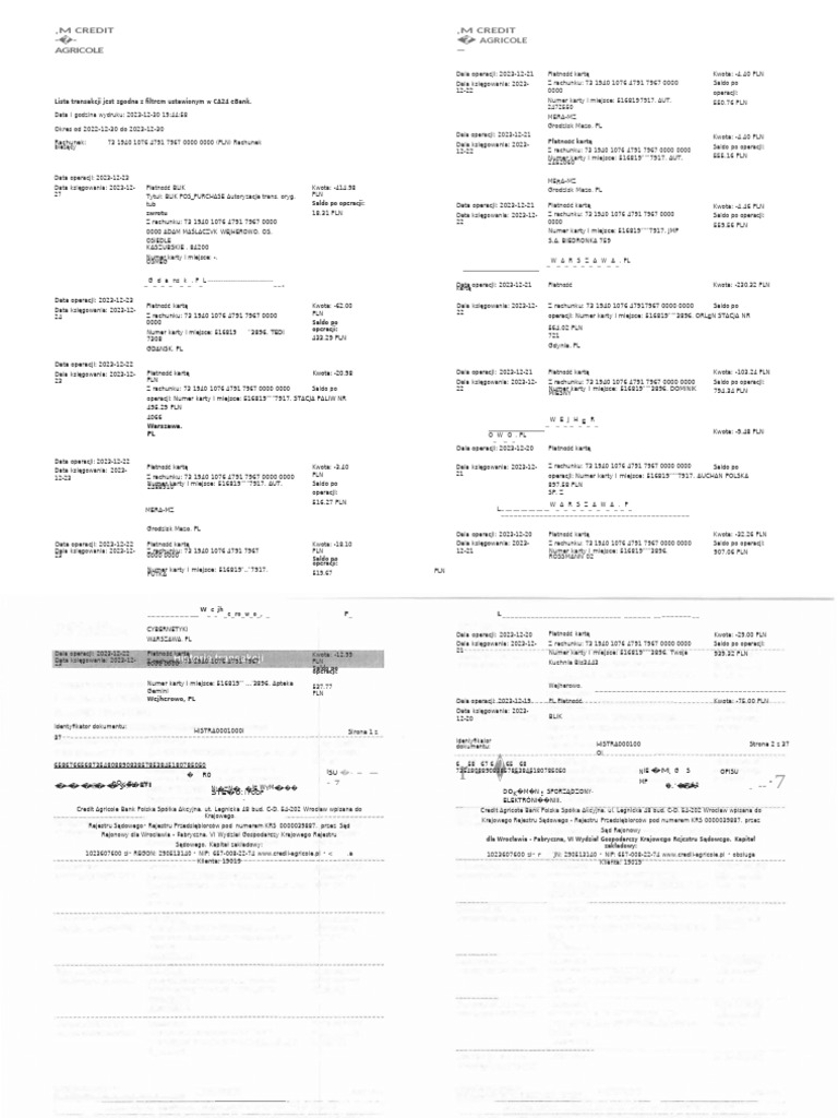 ,M Credit - Agricole: Lista Transakcji Jest Zgodna Z Filtrem Ustawionym ...