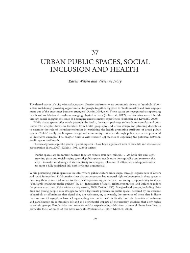3 Urban Public Spaces, Social Inclusion and Health | PDF