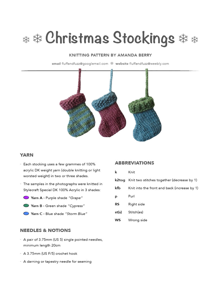 Beginner Christmas Stocking Pattern | PDF | Knitting | Basic Knitted ...