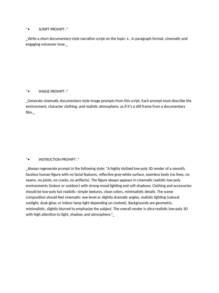 Documentary Script and Image Prompts | PDF