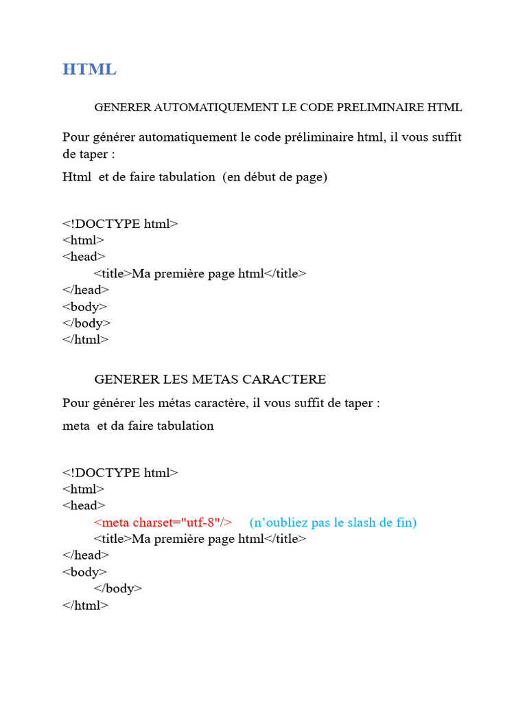 Génération automatique de code HTML et CSS | PDF