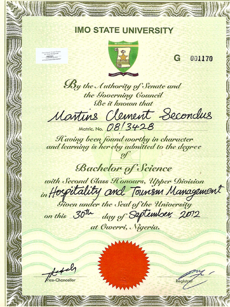 B Sc Certificate Pdf