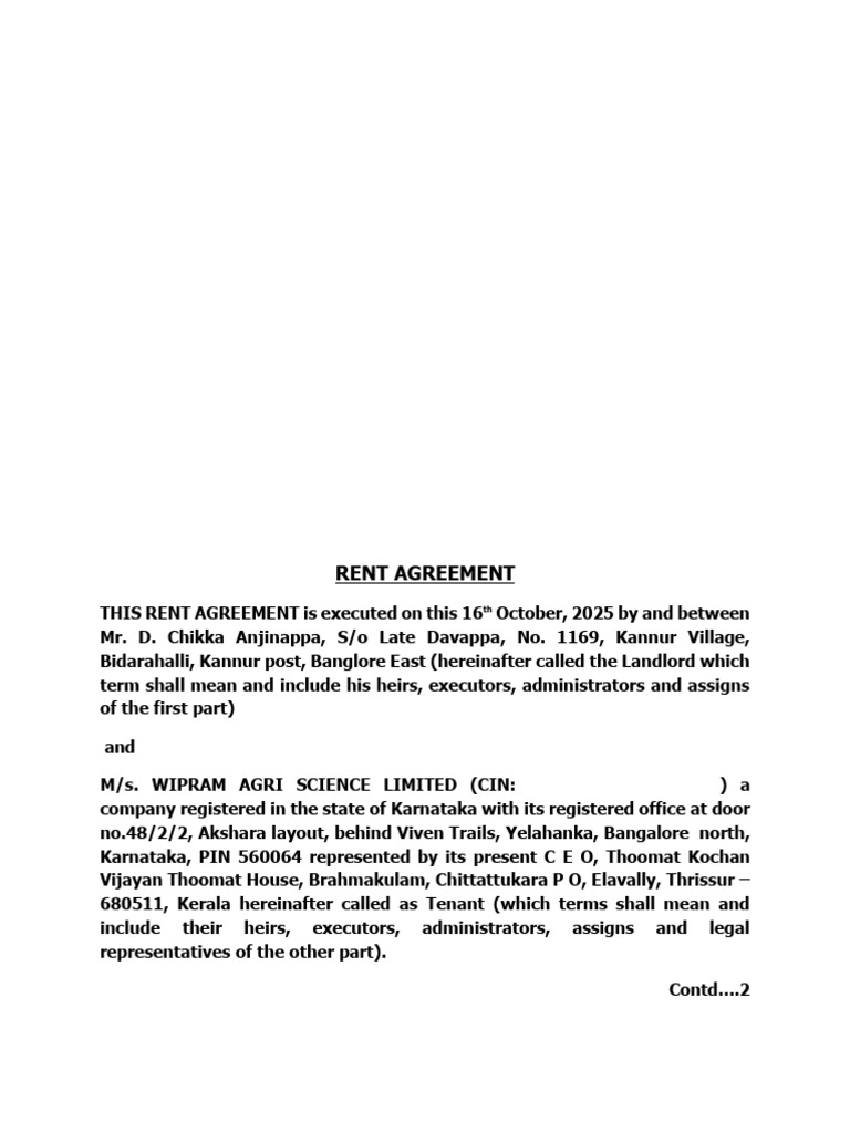 Rent Agreement Draft1 | PDF