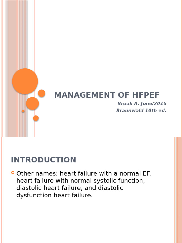 Management of Heart Failure with Preserved EF | PDF | Diastole ...