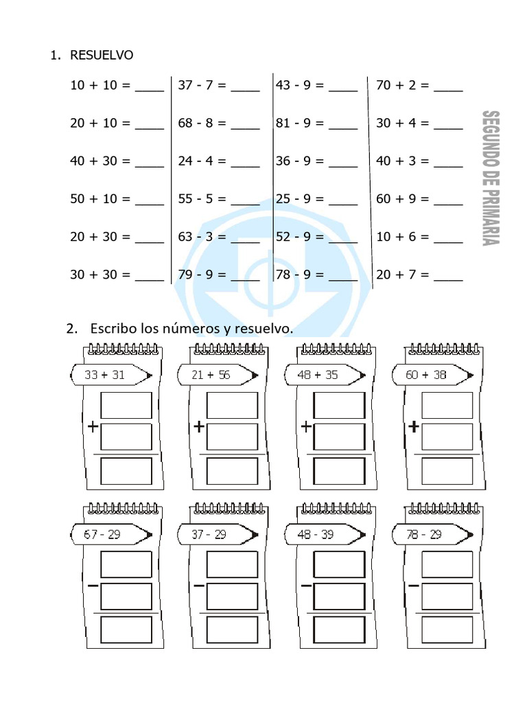 Ejercicios de Matemáticas para 2° Primaria | PDF
