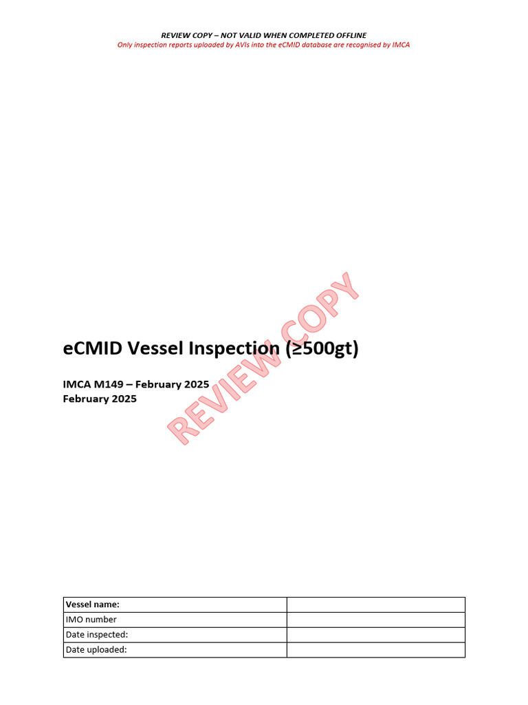 eCMID Vessel Inspection (_500gt) | PDF | Safety | Regulatory Compliance