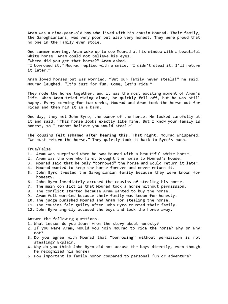 Narrative Exercise Pdf