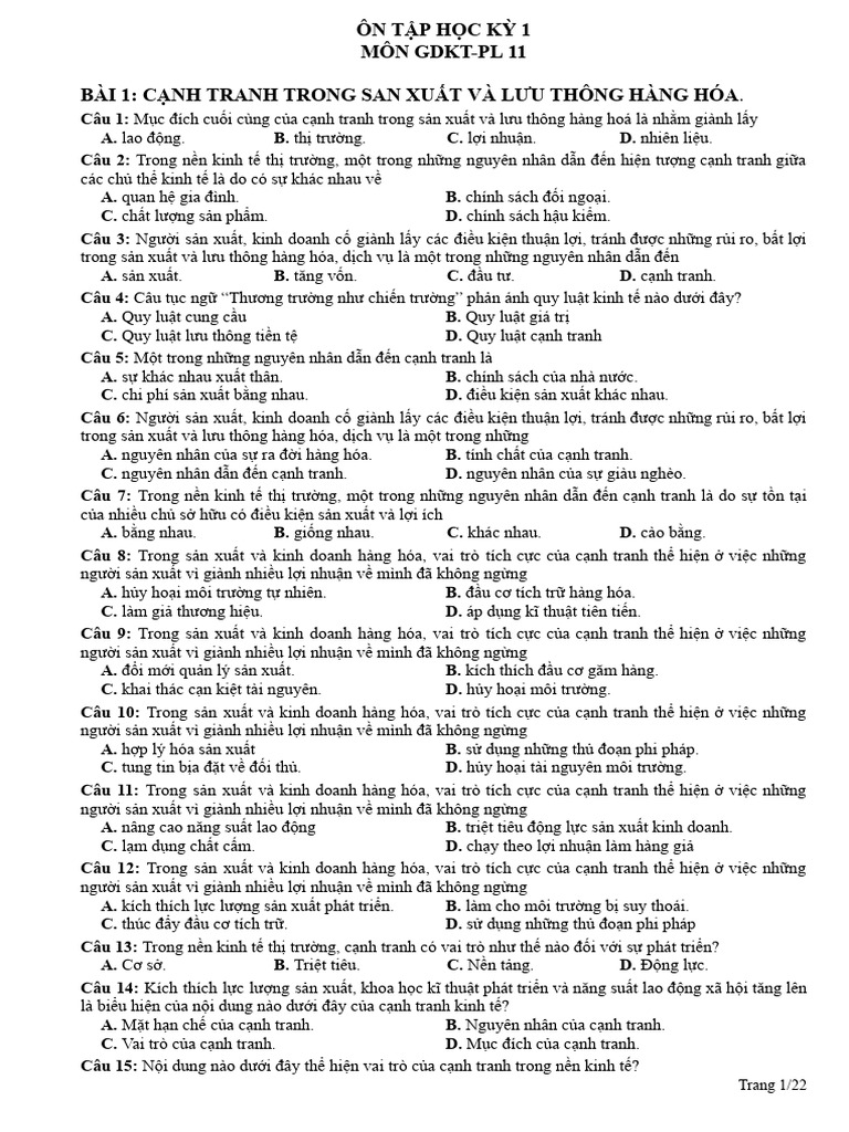 Hs - On Tap Bai Hk1 | PDF