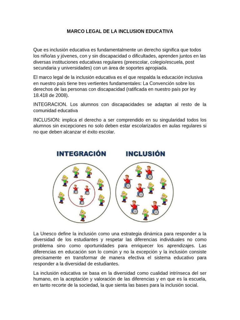 Marco Legal de la Inclusión Educativa | PDF | Inclusión (Educación ...