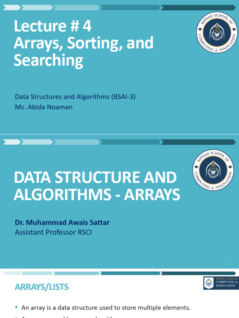 Arrays and Sorting Algorithms Explained | PDF | Theoretical Computer ...