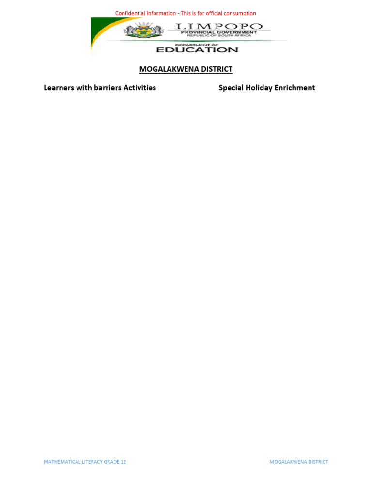 Grade 12 Mathematical Literacy Guide | PDF | Length | Map