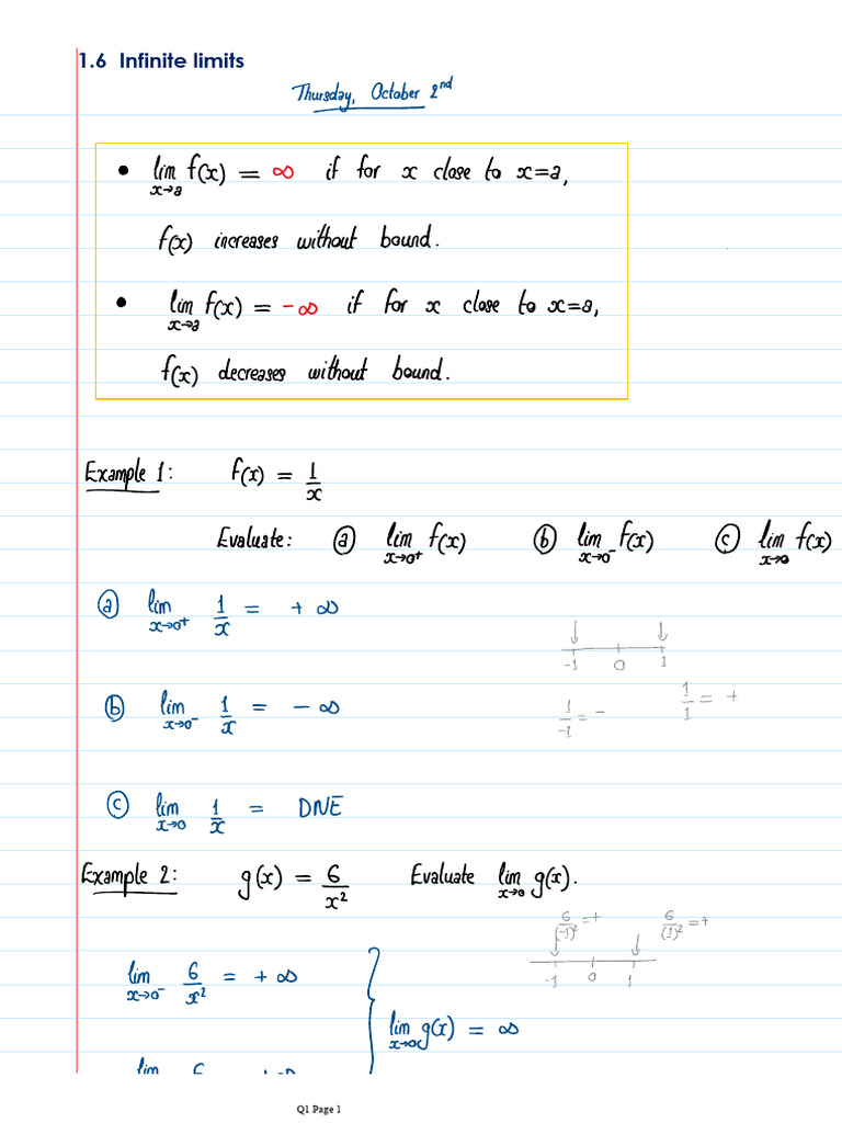 1.6 Infinite Limits | PDF