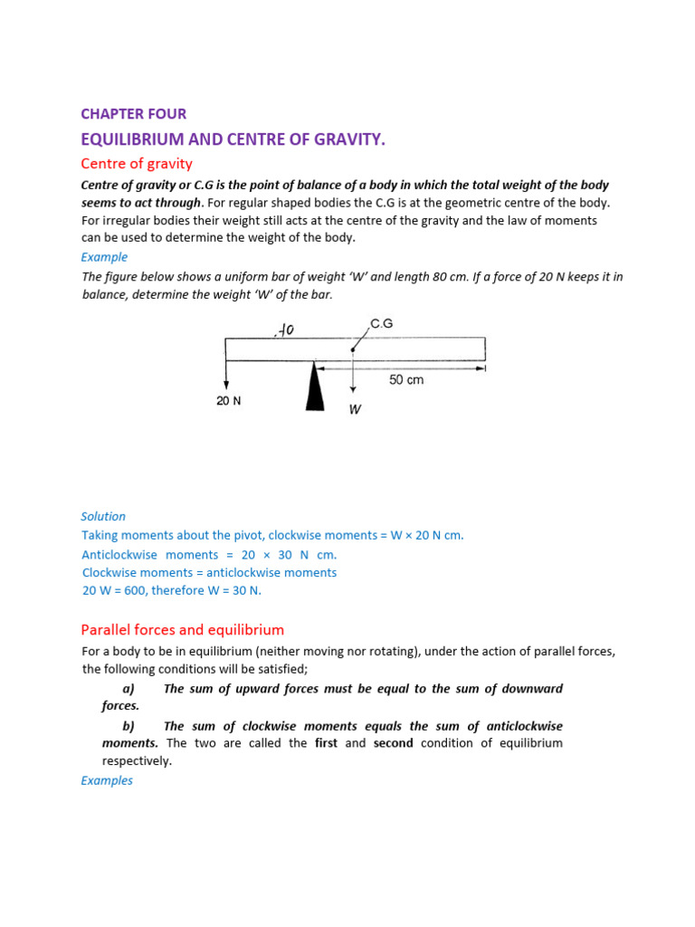 4 Equilibrium and Centre of Gravity | PDF | Force | Weight