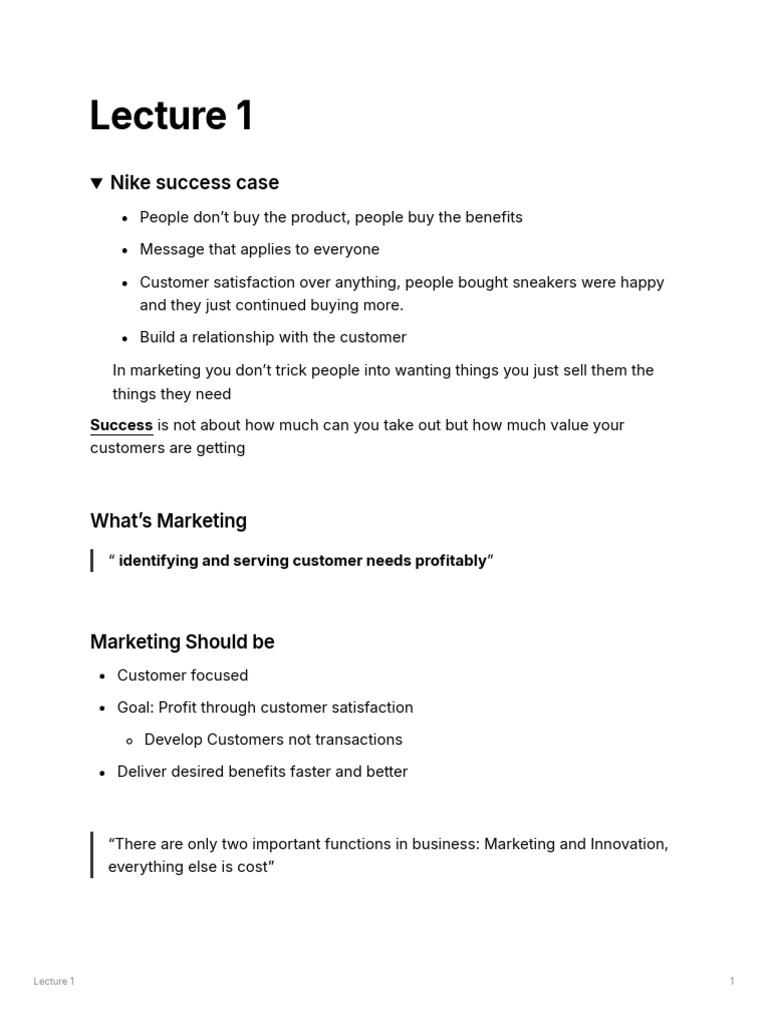 Lecture 1 | PDF | Marketing | Customer