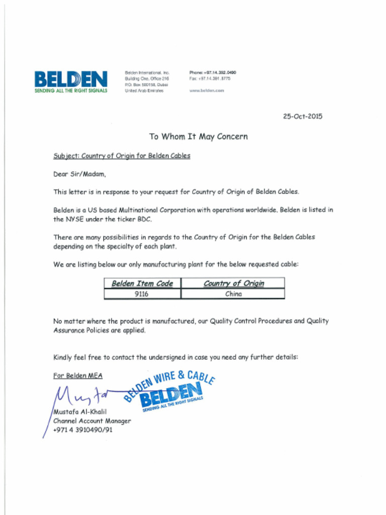 9116 COO Letter | PDF