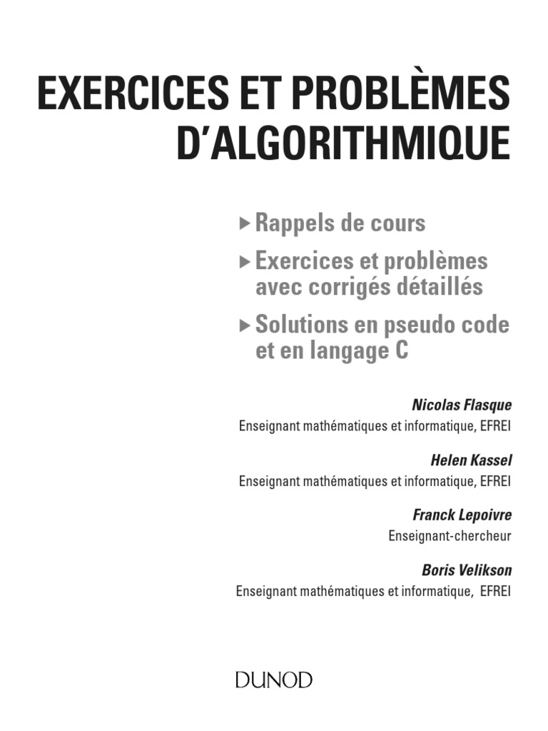 Exercices d'Algorithmique et Corrigés | PDF | Structure de contrôle ...