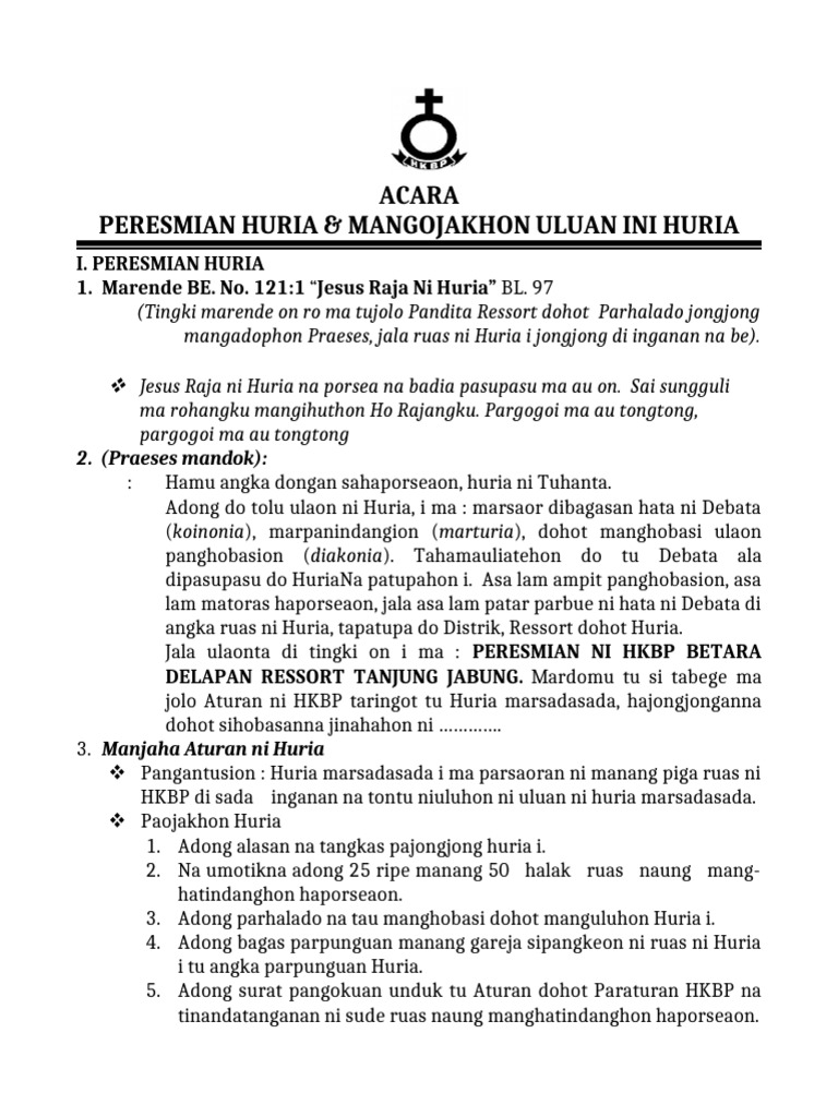 Peresmian Huria HKBP Betara Delapan | PDF