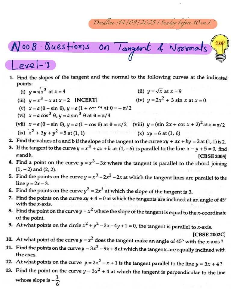 Tangent and Normal | PDF