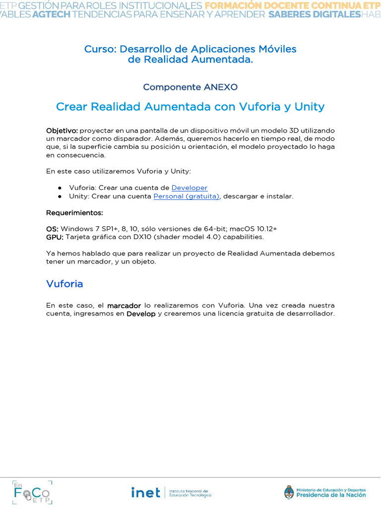 Crear AR con Vuforia y Unity 3D | PDF | Unidad (motor de juego ...