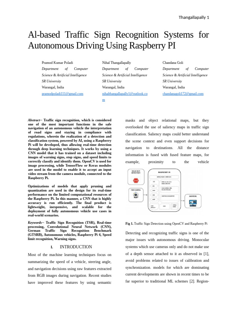 AI Traffic Sign Recognition on Raspberry Pi | PDF | Artificial ...