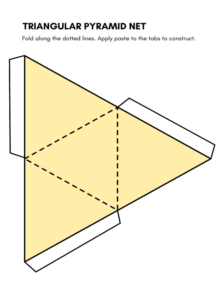 Triangular Pyramid Shape Net Worksheet in Yellow Lined Style | PDF