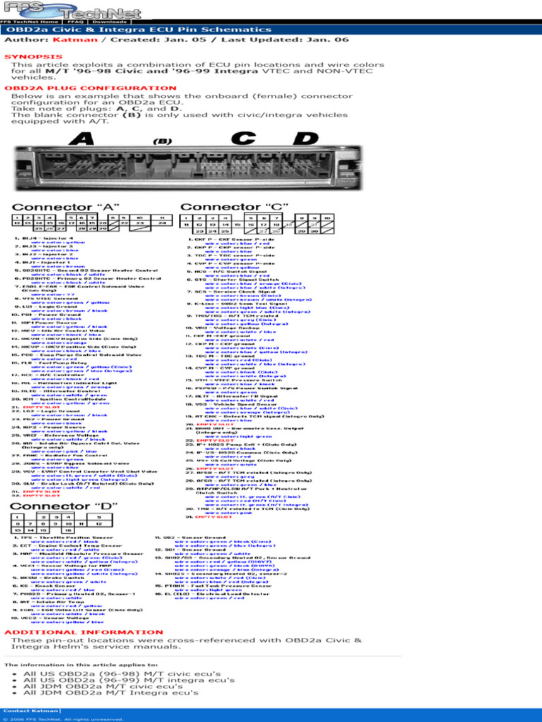 OBD2a Civic & Integra ECU Pinout Guide | PDF | Chess Theory | Chess