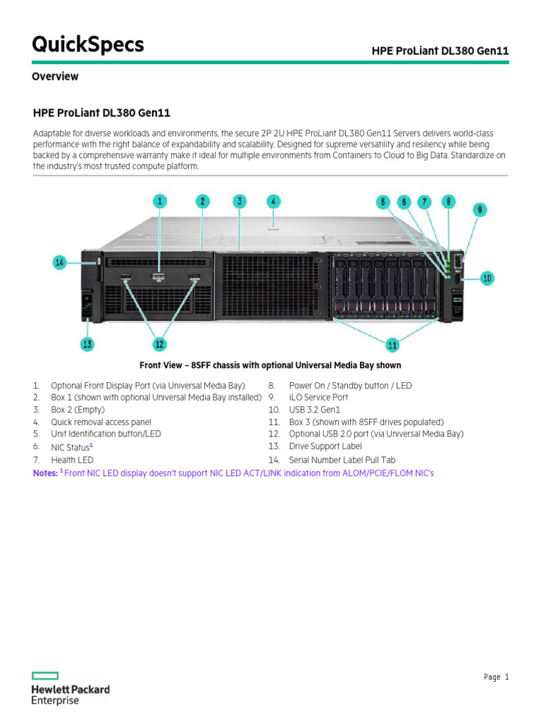 HPE ProLiant DL380 Gen11 Overview | PDF | Central Processing Unit ...