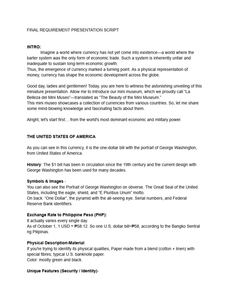 Final Requirement Presentation Script-1 | PDF | Currency | Foreign ...